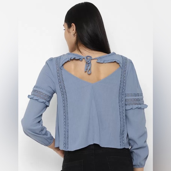 American Eagle Outfitters Tops - American Eagle Outfitters Blue Peasant Top Sz S
